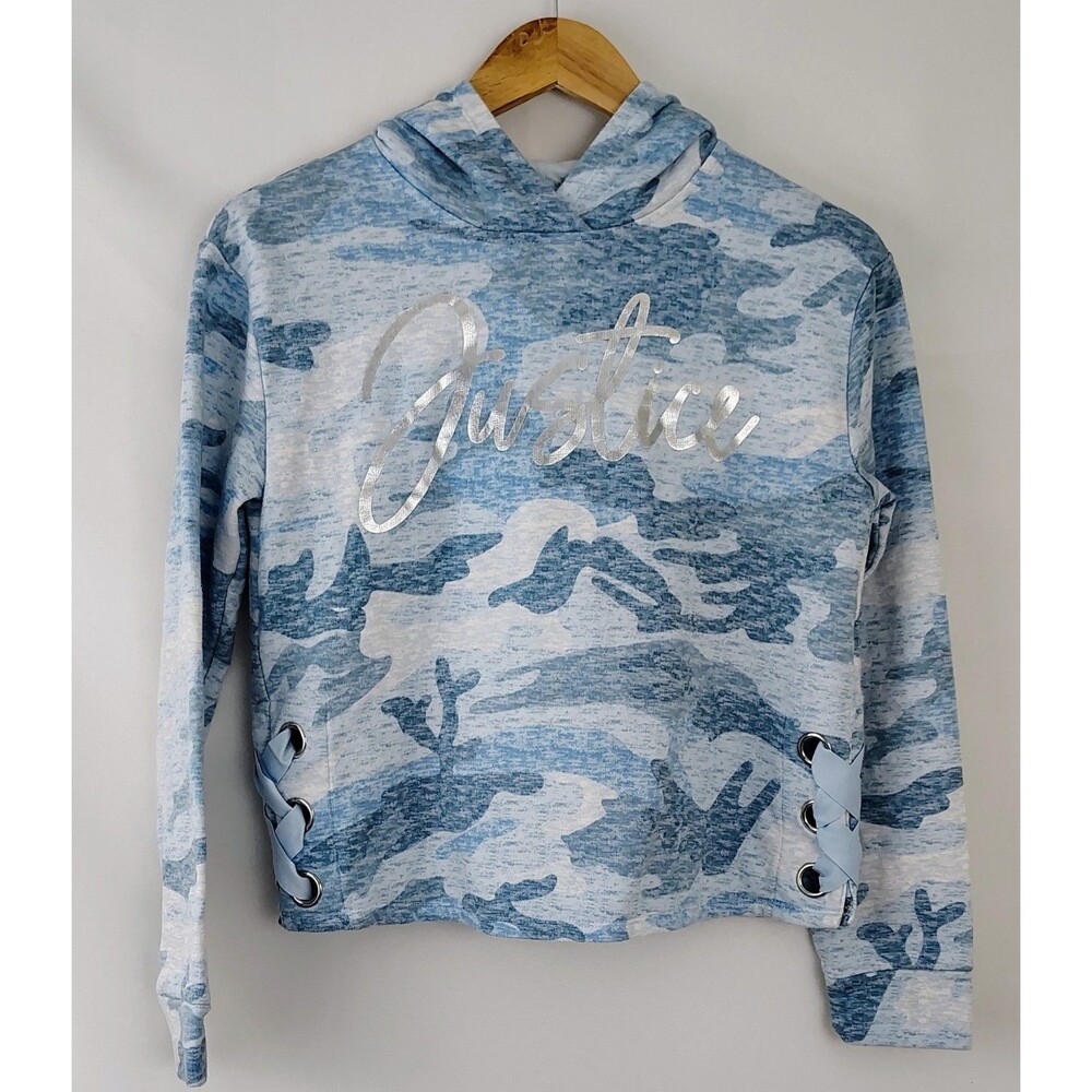 Justice Girls Sweatshirt Hoodie Powder Blue Super Soft Size 14/16 Coquette